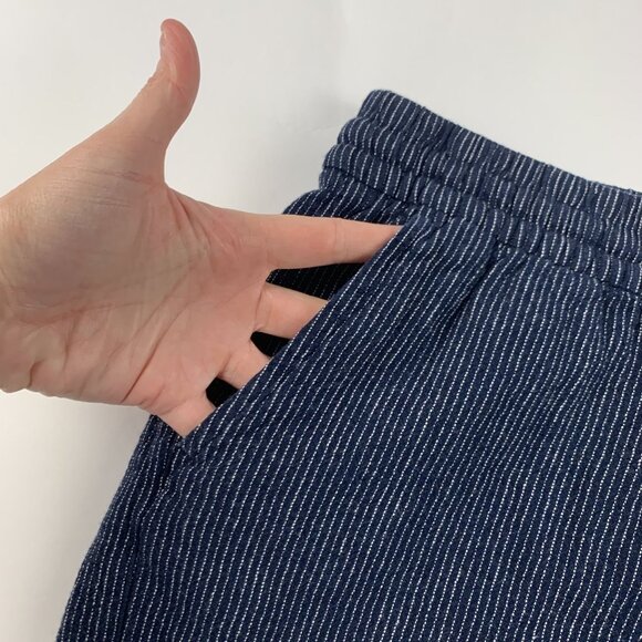 Old Navy Dark Striped Linen Blend Pull On Shorts M - Picture 2 of 5